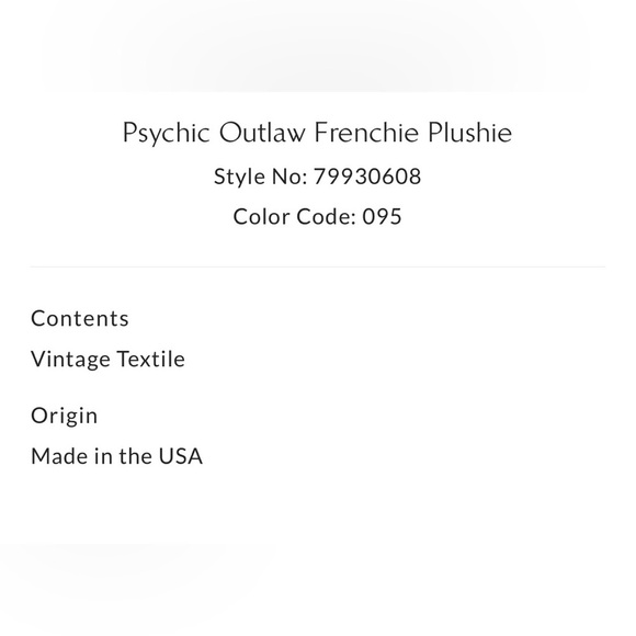 Free People Pyschic Outlaw Frenchie Plushie NWT - Picture 6 of 15